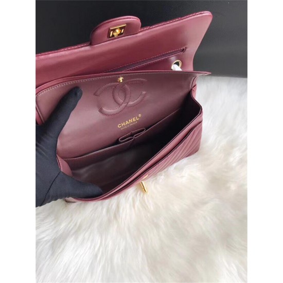 Chanel V-Shaped Gold Clasp Silver Clasp Handbag